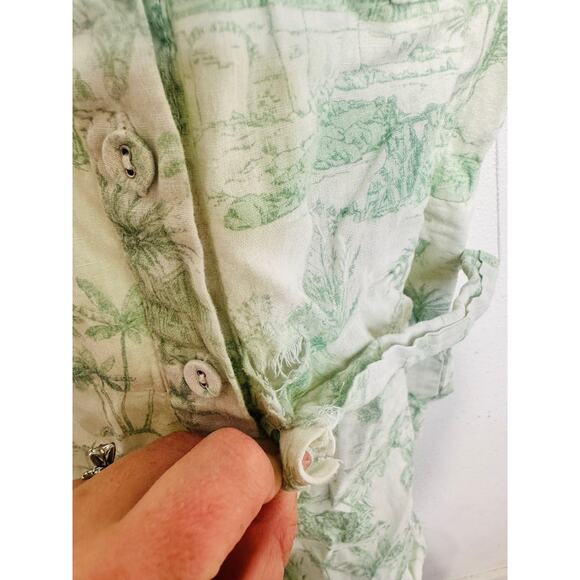 KIVARO White Green Floral Short Sleeve Belt Looped Chloe Romper Size US 2 - Picture 15 of 15